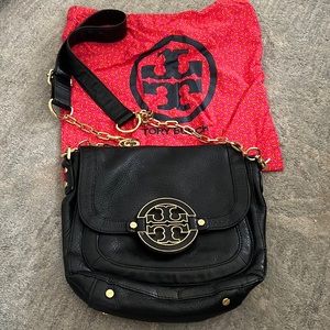 Tory Burch black crossbody with gold chain and hardware